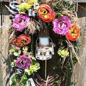 Summer Wreath,Farmhouse Front Door Wreath,Spring Wreath,Floral Arrangement